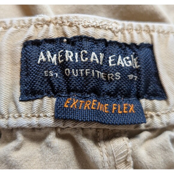 American Eagle Size M Jogger Pants Khaki Beige Drawstring Elastic Waist Pockets - Picture 7 of 10